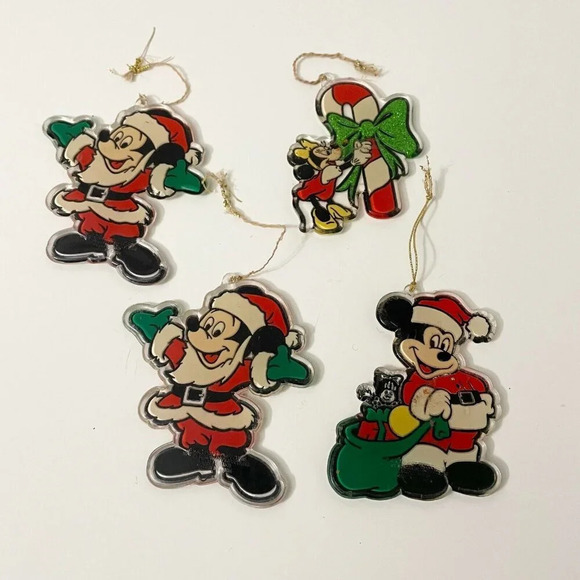 Vintage Lot of 4 Mickey  Minnie Mouse Disney Plastic Sun Catchers Ornaments - Picture 2 of 15
